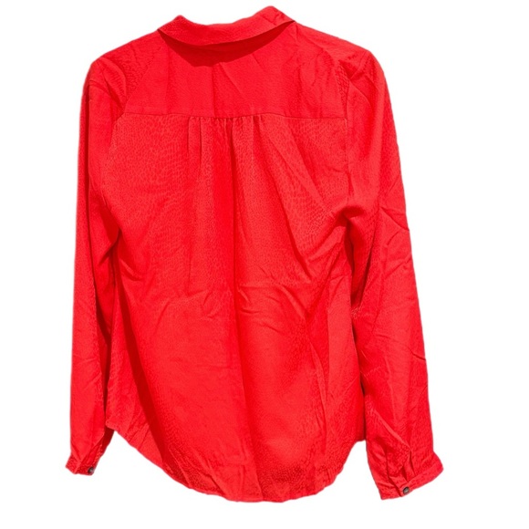 ANN TAYLOR Crimson Red Women’s Blouse Button Up Top Long Sleeve Sz 6 MSRP $98 - Picture 4 of 11